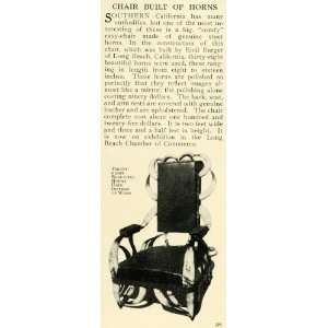 1914 Print Long Beach Emil Burger Horn Upholster Chair   Original 