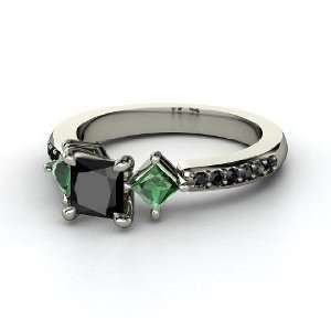  Caroline Ring, Princess Black Diamond Platinum Ring with 