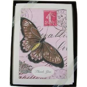  Butterfly on Pink Background Cavallini Boxed Cards and 