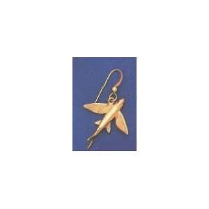  Peter Costello 14K Gold 25MM Flying Fish 3 D Nautical 