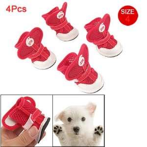   Pet Dog Nonslip Sole Hook Loop Fastener Air Mesh Shoes Red Footwear 4
