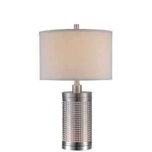  Metal Table Lamp with White Liner Design in Polished Steel 