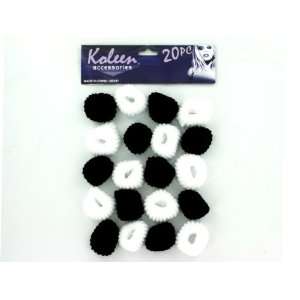  New   20 piece Black and white hair bands   Case of 48 