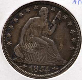 1854 O Seated Liberty Silver Half Dollar   CHOICE AU  