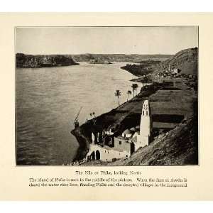  1923 Print Island Philae Nile River Aswan Low Dam Flood 