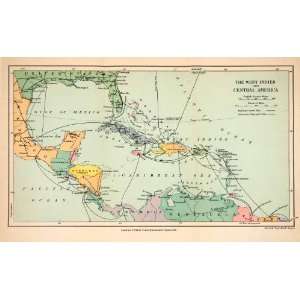   Mexico Caribbean Cuba Color Map   Original Lithographed Map Home