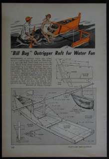 Tire Tube Raft BOAT w/Outrigger 1955 How To build PLANS  