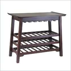 Winsome Chinois Console Table w/Gls Walnut Wine Rack 021713947376 