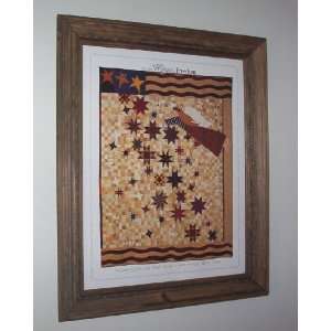  Freedom Quilt Picture Print in Rope trimmed Pine Wood 