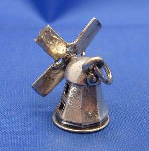 Vintage Silver Windmill Charm BEAU STERLING mechanical  
