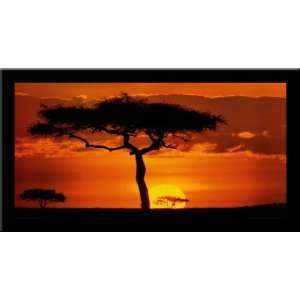 MASAI MARA PLAINS, KENYA African Safari sunset art FRAMED PRINT 