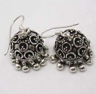 925 Sterling Silver JHUMKA India TRIBAL Earrings 3.4CM  