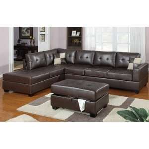 San Joaquin Dark Brown Leather Sectional Sofa