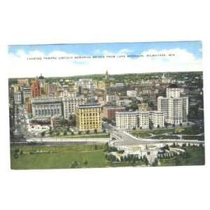   Looking to Lincoln Memorial Bridge Postcard Milwaukee 