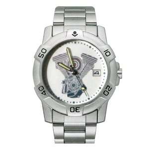   Zanheadgear V Twin Biker Watch with Date Viewer (Chrome) Automotive