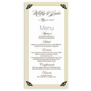  310 Wedding Menu Cards   Butterfly Frame of Four In Taupe 