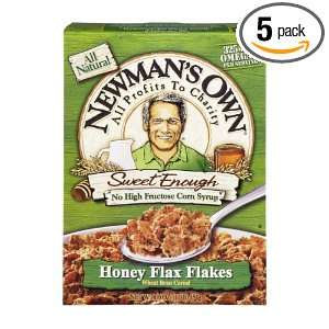 Newmans Own Honey Flax Flakes Wheat Bran Cereal, 16 Ounce (Pack of 5)