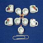 10 DOLLHOUSE MINIATURE HAND PAINTED CERAMIC CUPS  KM52A  