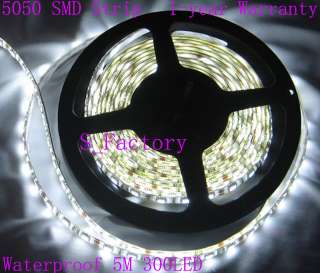   Bright 300 LED/5M 5050 SMD Waterproof White Flexible Light Strip DC12V