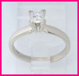 14kwg Princess Diamond Solitaire Engagement Ring .50ct  