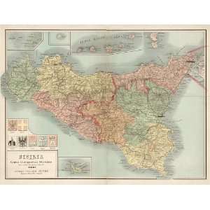  Antique Map of Sicily, Italy (1900) by Antonio Vallardi 