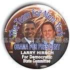 president barack obama 2008 pin button nyc larry hirsch one