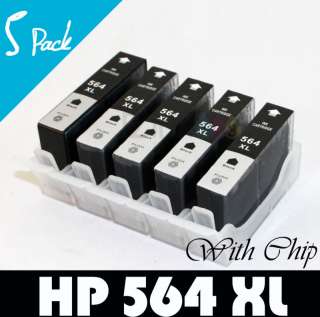 5p HP 564 XL Black Ink For PhotoSmart C6340 C6350 C6380  