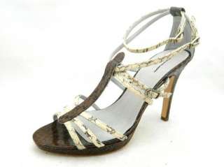   Snakeskin Sandals $495 7.5 Heels Leather Natural Chocolate shoes