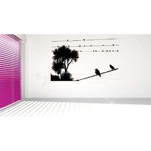  Birds on a Wire with Palm Trees Vinyl Wall Decal Sticker 