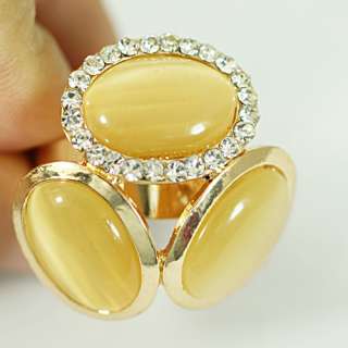 r6270 Rhinestone Gemstone Gold Plated Adjustable Diamante Ring Fashion 