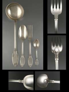 Antique French Silver Plate Flatware Set, Empire Style, Saglier 
