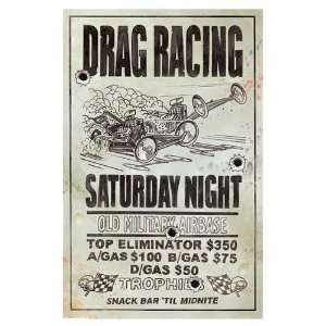  Old Military Airbase Drag Racing Poster Metal Sign