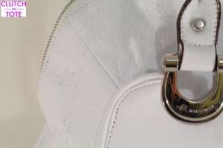 Makowsky Lincoln Large White Leather Satchel Handbag  