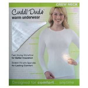 Cuddl Duds Warm Underwear Crew Neck Long Sleeve Top White 