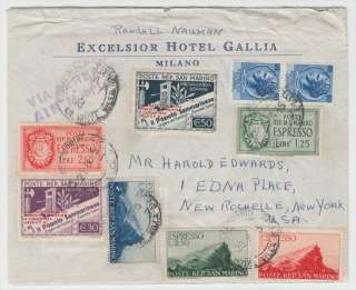 San Marino to US 1955 Airmail Cover with Express Stamps. Make 