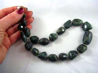 RARE EXQUISITE 10K EMERALD Green Bead Necklace HUGE  