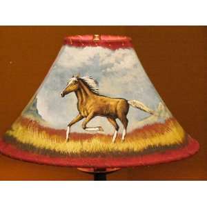    Painted Leather Lamp Shade   16 Horse (PL42)