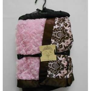  L & K Designs Plush Faux Fur Minky Satin Baby Pink & Brown 