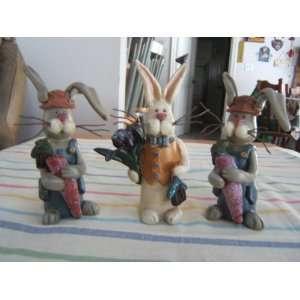  Set of 3 Garden Bunnies ~ Decorative Figurines ~