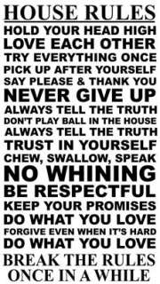House Rules 17 Rules To Live By. .Vinyl Wall Art Decal Sticker 