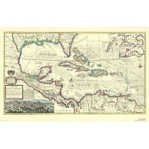  1715 Caribbean West Indies Antique Map Reproduction 