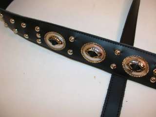LM Guitar Strap, OL 7 Outlaw Series, 2 Leather, Conchos & Spots 