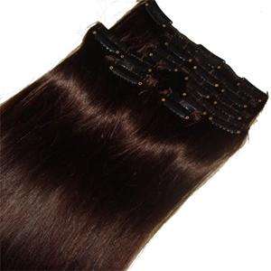 20 clip real in human hair extensions 70g dark brown  