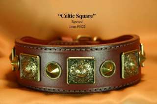 Guardian Series Celtic Square Latigo Leather Dog Collar  