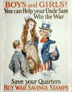 Boys & Girls, You Can Help Your Uncle Sam Win The War Poster 11 x 14