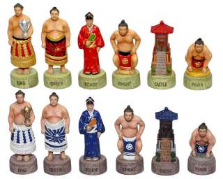 Japanese Sumo Chessmen Pieces Theme Chess Set 7482  