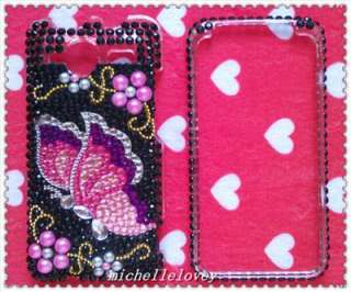 BUTTERFLY RHINESTONE BLING FULL COVER CASE FOR HTC EVO Shift 4G ES8 