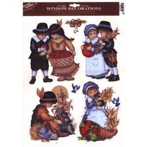  Pilgrims and Indians Thanksgiving Window Clings 