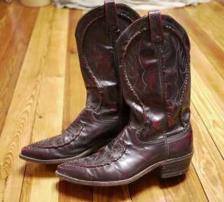 Vtg 60s DAN POST LEATHER Western Cowboy BOOTS 8 41  