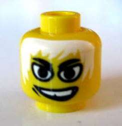 LEGO (1) Yellow Minifig Head White Hair, Grin *New*  